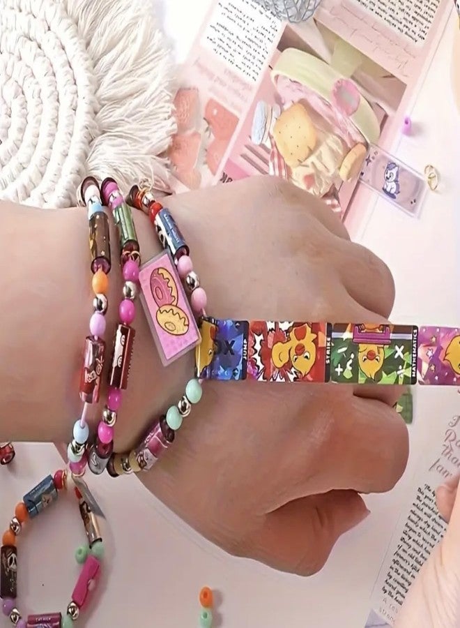 Sud Scrub Sticky Rolls Bracelet, DIY Sticker Bracelet Making Kit for Girls, Wearable Crafting Fun with 100pcs Colorful Stickers, Kids Bracelets for Girls Age 6-12, Creative Jewelry Making Set - Image 2